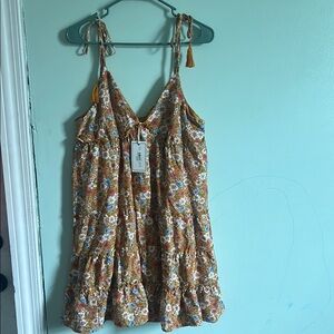 Floral Sleeveless Dress with Tassels